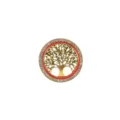 Broche vintage dorée Arbre de Vie avec émail rouge et strass brillants pour costume - Style Arbre de Vie Or avec Fond Rouge (240905-LX25) / Or