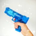 Ice burst transparent water gun children summer outdoor water play toy manual recoil spray gun - Blue