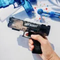 Transparent manual recoil water gun, cool summer outdoor toy for kids and water fighting games. - Black