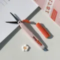 2-in-1 draagbare pen-stijl hobbymes en schaar, creatief studenten kantoorartikelen gereedschap. - Roze