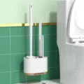 Wall-mounted toilet brush set with holder, 3-in-1 bathroom cleaning tool and storage rack. - Three-Piece Set / White