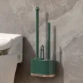 Wall mounted toilet brush set with holder, dark green multi-functional bathroom cleaning tool. - Dark Green