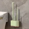 Wall-mounted toilet brush set, four-in-one bathroom cleaning tool with holder, green. - Light Green