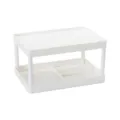 Minimalist white plastic desktop storage organizer double layer shelf for office dorm room - 2-Tier Storage Rack
