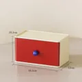 Boite de Rangement de Bureau Tiroir Rouge et Beige avec Bouton Bleu Variante modele - Compartiment unique - rouge