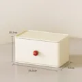 Minimalist desktop drawer storage box with red knob, compact organizer for stationery and items. - Single Compartment - Cream White