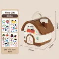 Süßes Hausform Plastik Sparschwein mit Griff, Spielzeug Münzbehälter für Kinder, braune Farbe. - Braunes Haus Spardose / Kaffeebraun