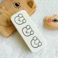 Boîte à lunettes rigide blanche portable avec impression d'ours de dessin animé mignon modèle - Trois Petits Ours