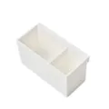 White dual compartment hanging storage box, minimalist desktop organizer for dorm and office. - 2-Compartment Hanging Box