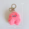 Pink plush cute monster keychain fluffy bag charm pendant for women girls school backpack gift - Pink Benben