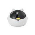 Mini desktop trash can with cat ears lid, small plastic wastebasket for office bedroom. - Space Cat Black