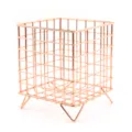 Panier de rangement de bureau en fil de fer rose gold organiseur cosmétique créatif - Or rose