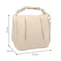 Trousse de toilette plissée beige élégante avec perle et grande capacité de rangement. - Sans Pendentif / Beige