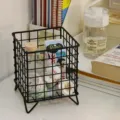 Panier de rangement en fil de fer noir, boite metal pour bureau et cosmetiques - Noir
