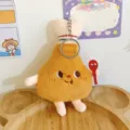 Cute plush chicken drumstick keychain, soft stuffed toy bag charm with cute face. - Chicken Leg