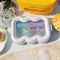 Cute cloud shaped bento lunch box with partitioned compartments for office and school use. - Cloud Bento Box / Blue