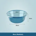 Transparent blue plastic washbasin, medium size 26cm diameter, durable household laundry basin. - M / Blue