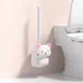 Wall-mounted toilet brush set with cute cat holder, white cleaning brush for bathroom. - White Kitten Dual-Use Wall-Mounted and Floor Organizer