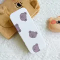Joli étui à lunettes ours de dessin animé boîte de rangement de protection rigide portable. - Petit ours brun carré