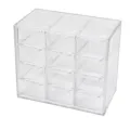 Boîte de rangement de bureau en plastique transparent à 12 tiroirs pour cosmétiques et papeterie. - 12 compartiments / Transparent