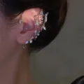 Orecchino cuff farfalla con strass clip senza foro lobo gioiello elegante da donna. - Ear Cuff Farfalla Lato Sinistro (C3745) / Argento