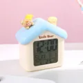 Cute house digital alarm clock for kids bedroom with cute bear decor and temperature display. - With Battery