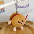 Cute cartoon burger plush keychain soft toy fluffy backpack pendant car key ring lovely gift - Hamburger