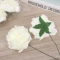 PE foam artificial peony flower heads with green stems for bouquet and gift box decor. - Creamy White