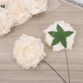 Artificial white peony flower heads with stems, PE foam decorative flowers for bouquets. - Champagne