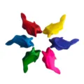 Colorful silicone dolphin pen grip for kids, ergonomic handwriting posture correction tool. - Little Fish Pencil Grips