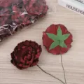 Dark red artificial peony flowers with stems bulk pack for home decor wedding party craft. - Black Red