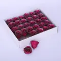 Glitterende kunstmatige rozenkoppen voor bruidsboeket en geschenkdoos decoratie - 30 Stuks Verpakking / Rozerode bloemen met zilveren rand, 30 stuks
