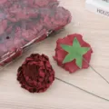 Wine Red PE Foam Artificial Peony Flowers with Green Stems for Gift Box Decoration - Dark Red
