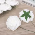 White PE foam artificial peony flowers with stems for bouquet decoration and DIY crafts. - Pure White