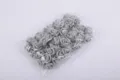 Testine di rose artificiali con glitter argentati, piccolo bouquet materiale confezione. - Argento