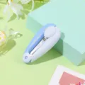 Portable mini folding scissors, cute blue stationery tool for students, art, and DIY craft crafting. - Blue