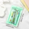 Cute avocado style stationery set with pencil pouch, multi-color pen, ruler, cute gift. - Avocado