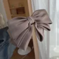 Elegant oversized satin bow headband in taupe coffee color for stylish hair accessory - Cocoa