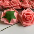 Artificial Foam Rose Flowers with Stems 8cm Pink Fake Flowers for Wedding Decor - Champagne Pink