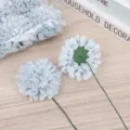 PE foam artificial chrysanthemum flower heads with stems for wedding and party decoration. - Light Blue