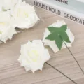 White artificial foam rose flowers with stems for DIY crafts, wedding bouquets and home decor. - Milk White