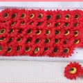 Red artificial sunflower heads fake flower for DIY bouquets gift box packaging material decor - Bright Red