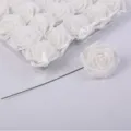 8cm artificial white PE foam rose with stem for wedding decoration and DIY crafts variant. - Pure White