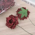 Artificial PE foam rose flower heads dark red DIY craft bouquets wedding party decor supply - Black Red