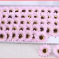 Pink artificial sunflower heads bulk for bouquet gift box packaging and DIY craft decorations. - Light Purple