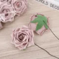 Artificial PE foam rose flower heads with stems for DIY bouquets gift box floral arrangement - Retro Pink