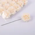 8CM PE Foam Artificial Rose Flowers with Stem Light Champagne Color Wedding Bouquet Decor - Light Champagne