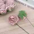 Cabezas de rosas artificiales de espuma PE rosa con tallos para cajas de regalo y ramos - Rosa Palo