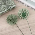Cabeza de flor artificial de crisantemo dalia de espuma PE verde con tallo de alambre para decor - Verde