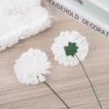 Cabezas de flores de crisantemo artificiales de espuma PE con tallos para decoración de bodas. - Blanco puro